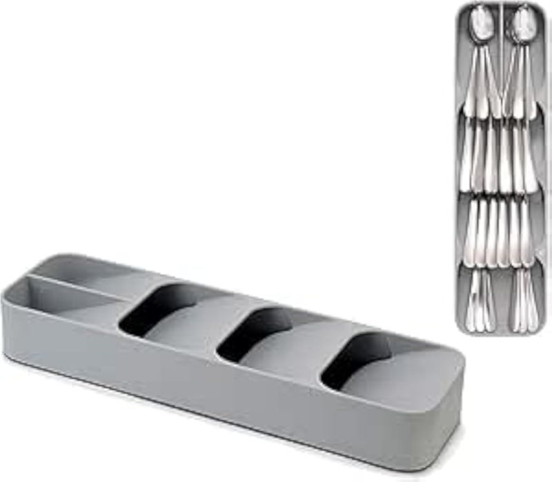 Kitchen Drawer Organizer Silverware Organizer for Kitchen Storage Tray Box for Cutlery Spoon Knife and Fork Partition Storage Gray