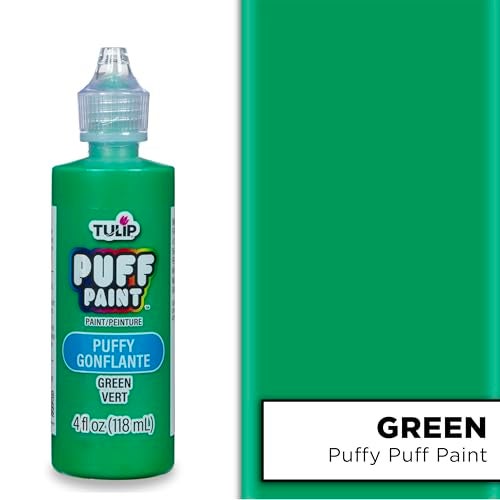 Tulip Puff Fabric Paint , Permanent Craft Paint for Clothes, DIY Projects, Notoxic, 4 fl oz, Puffy Green - Image 2