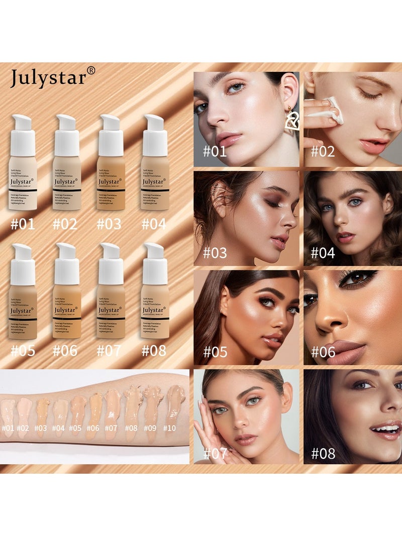 Julystar - Soft Matte Long-Wear Liquid Foundation with Moisturizing Formula - Suitable for All Skin Types - Image 1