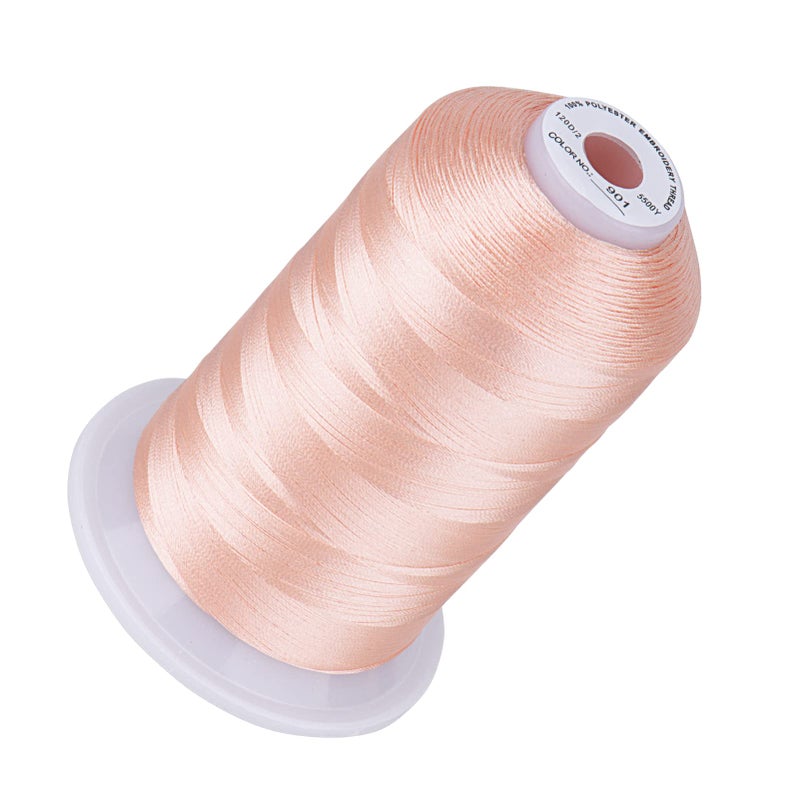 Simthread 5500Yds Embroidery Thread 5000M 40WT Polyester Machine Embroidery Thread HighYardage Spool for Brother Singer Janome Babylock Husqvarna Home Commercial Machines Flesh Pink 901 - Image 3