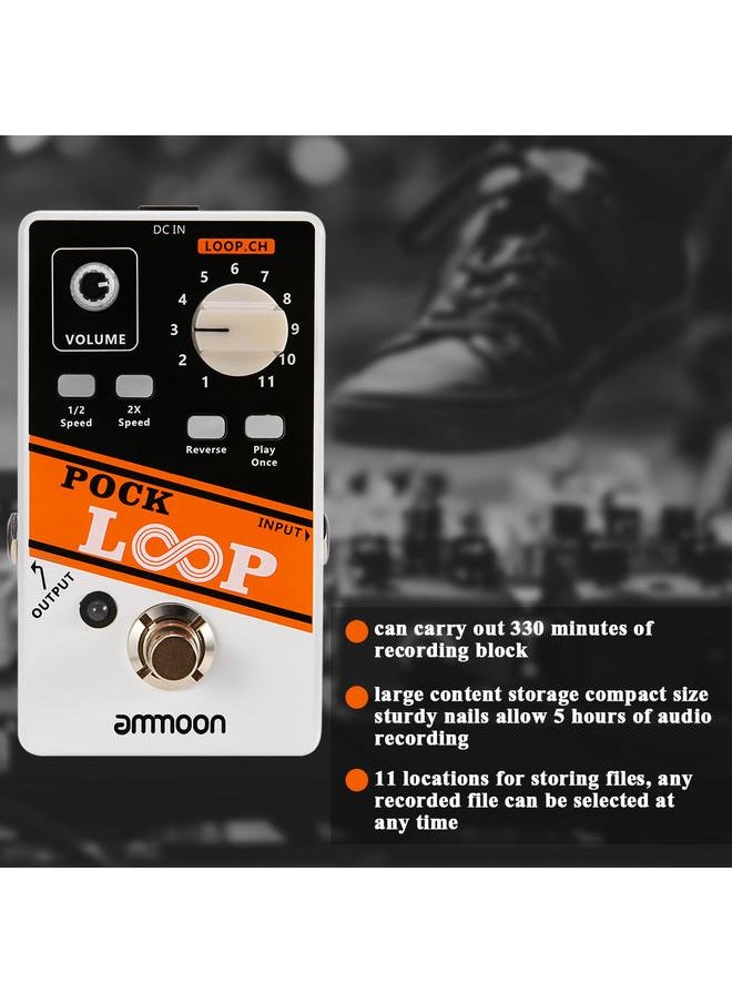 Thoraya - ammoon POCK LOOP Looper Guitar Effect Pedal 11 Loopers Max.330mins Recording Time Supports 1/2 & 2X Speed Playback Reverse Functions True Bypass - Image 1