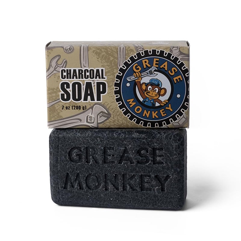 Bali Soap Grease Monkey - Natural Bar Soap for Mechanics, Men, Dad, Husband - Activated Charcoal Scrub, 1-Pack 7oz - Image 1