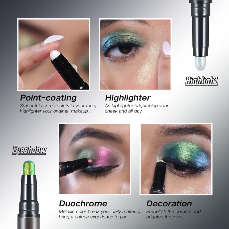 CHARMACY Multichrome 2 in 1 Cream Eyeshadow Stick, Waterproof Eye Brightener Highlighter Stick Makeup, High Pigmented, Smudge-Proof, Vegan & Cruelty-Free (#904) - Image 3