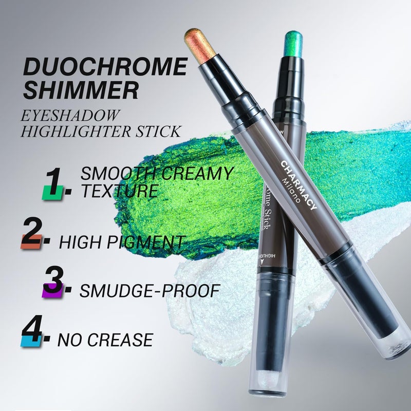 CHARMACY Multichrome 2 in 1 Cream Eyeshadow Stick, Waterproof Eye Brightener Highlighter Stick Makeup, High Pigmented, Smudge-Proof, Vegan & Cruelty-Free (#904) - Image 4