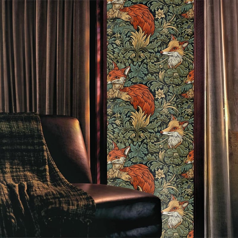 REDAMANCY Vintage William Morris Leaf Plants Fox Stained Glass Window Films Decorative Double-Side Privacy Film Self-Adhesive Static Glass Window Clings for Living Room Bathroom Glass Windows Decor - Image 2