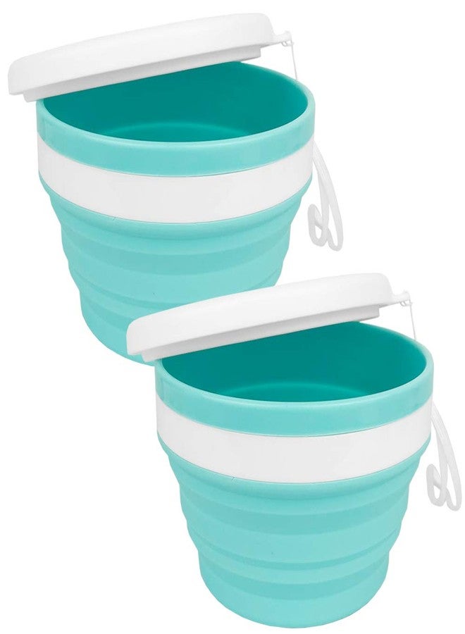 CARTINTS Collapsible Bowls With Lids Silicone Food Storage Containers Collapsible Camping Bowls Silicone Lunch Containers, Ideal for Travel and Camping, 32oz/950ml(Blue) - Image 1