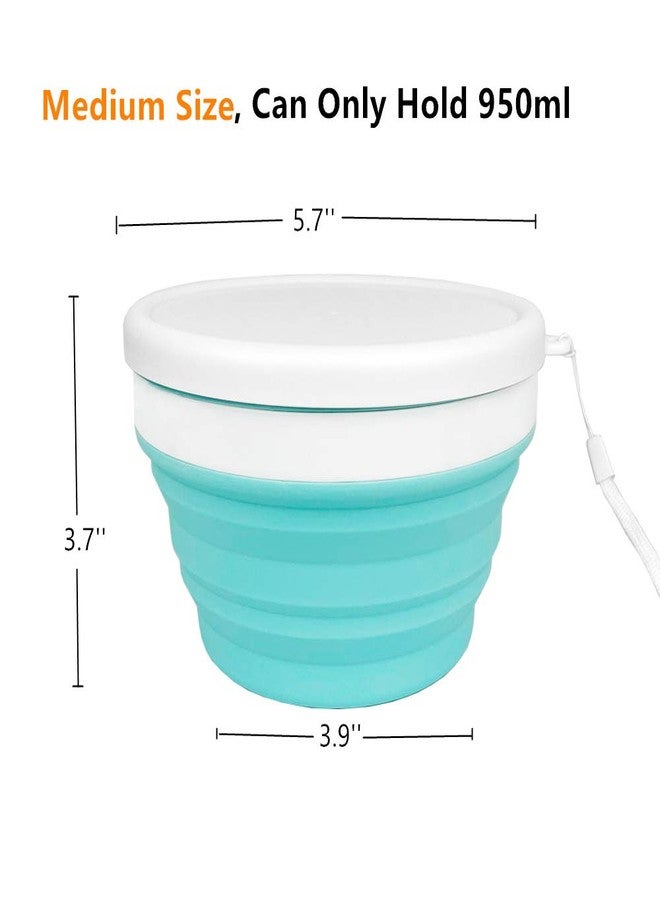 CARTINTS Collapsible Bowls With Lids Silicone Food Storage Containers Collapsible Camping Bowls Silicone Lunch Containers, Ideal for Travel and Camping, 32oz/950ml(Blue) - Image 2