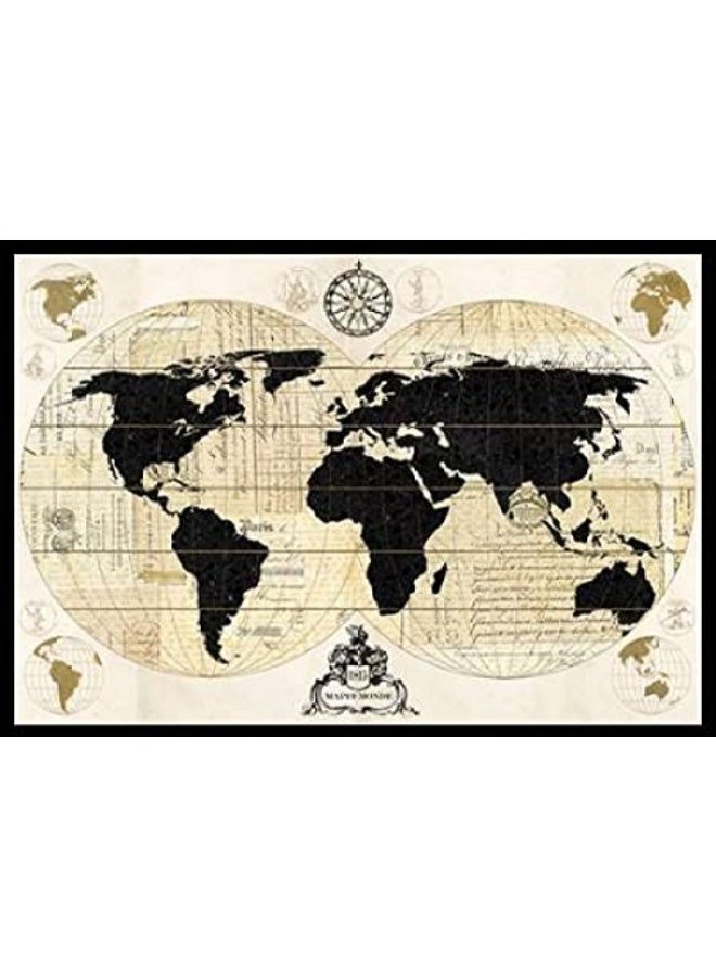 ALCOACH Vintage World Map Wall Art Decorative Wooden Sign - Image 1