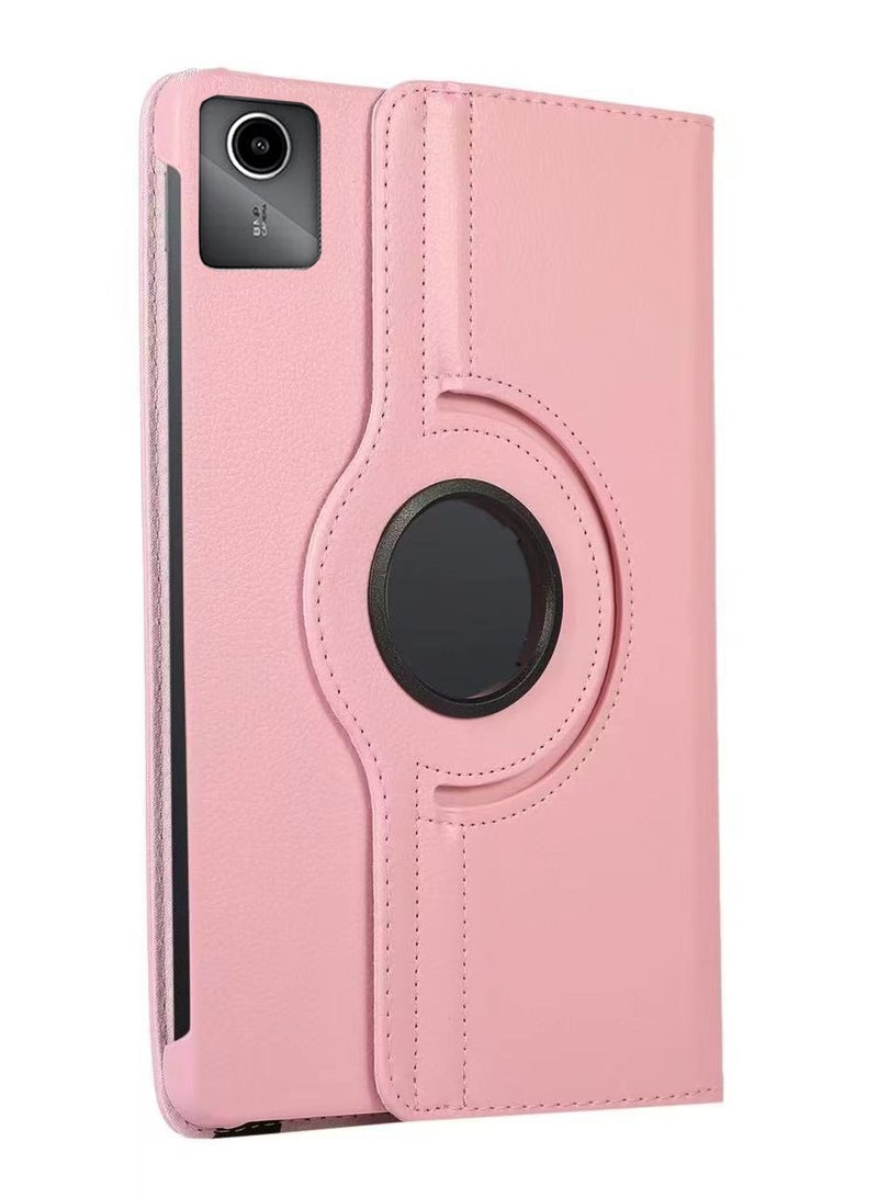 Case for Lenovo Tab M11 11-Inch, Multi-Angle Stand + 360 Rotating Bracket + Shockproof Leather Slim Protective Cover, Pink - Image 1