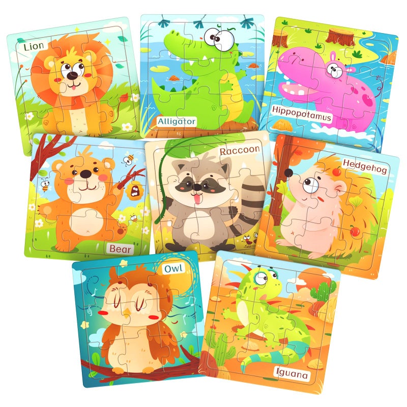 Zeoddler Wooden Puzzles for Toddlers 8 Pack Animal Jigsaw Puzzles for Kids35 9 Pieces Preschool Learning Activities Learning Educational Toys Gift for Boys Girls - Image 3