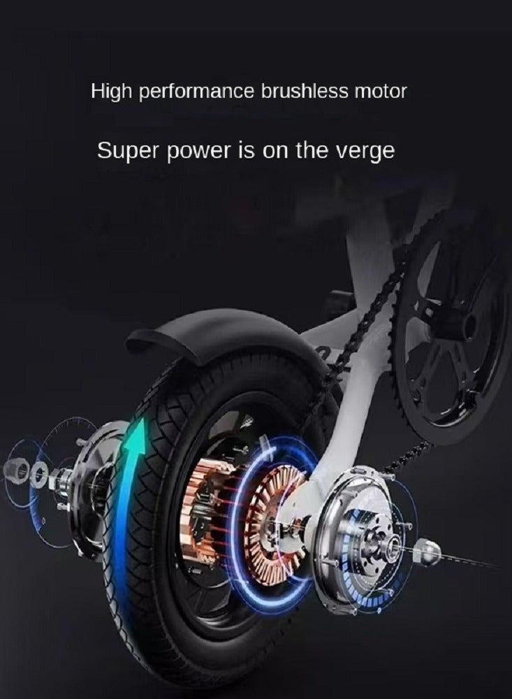 Gasin Adult Electric Folding Bicycle With 400W Motor And 50km Range, Electric Bicycle With 14-inch Vacuum Shock-absorbing tires, Suitable For Commuting, Beach, Snow, Mountain Electric Scooters. - Image 4