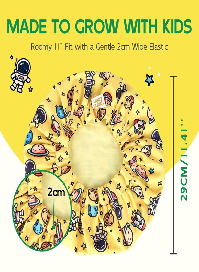 Years calm Satin Lined Shower Cap for Kids, Waterproof Kids Shower Cap with Soft Hair Protection & Wide Elastic Band, Reusable Shower Hat for Kids Ages 3–10 (Yellow, One Size) - Image 2