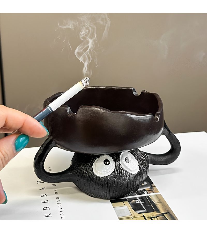 A Cute Cartoon Coal Design Ashtray Anti Flying Ash Quirky Home Living Room Decoration Desktop Office Christmas New Year Gift Present For Friends Husband - Image 2