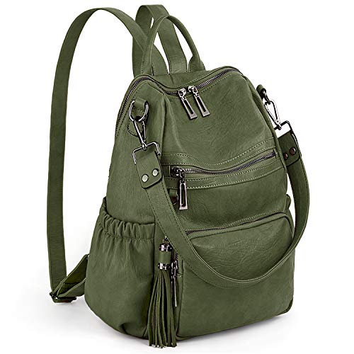 UTO Women Backpack Purse Leather Vegan Ladies Fashion Designer Rucksack Convertible Travel Shoulder Bag with Tassel - Image 1