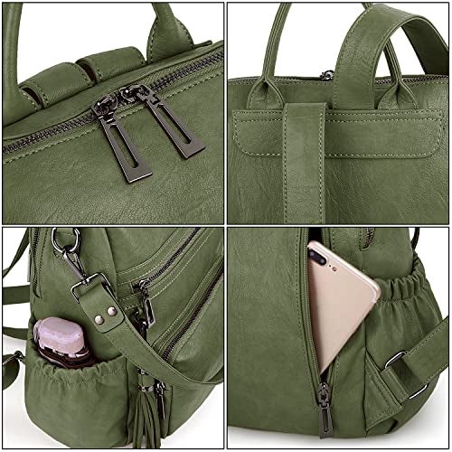 UTO Women Backpack Purse Leather Vegan Ladies Fashion Designer Rucksack Convertible Travel Shoulder Bag with Tassel - Image 5