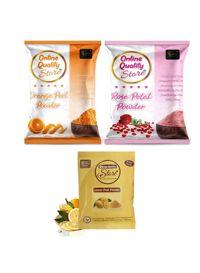 Online Quality Store Face Pack For Glowing Skin And Pimples Combo Of Lemon Peel Powder 50G With Orange Peel Powder 50G And Rose Powder 50G Multicolor150 Gm - Image 2