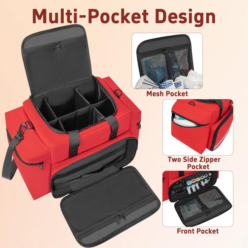 TORIBIO Professional Empty EMT First Responder Padded Bag,Large Trauma First Aid Carrying Bag for Paramedics and Emergency Supplies Kit,Medical for Business,Home,Outdoor - Image 3