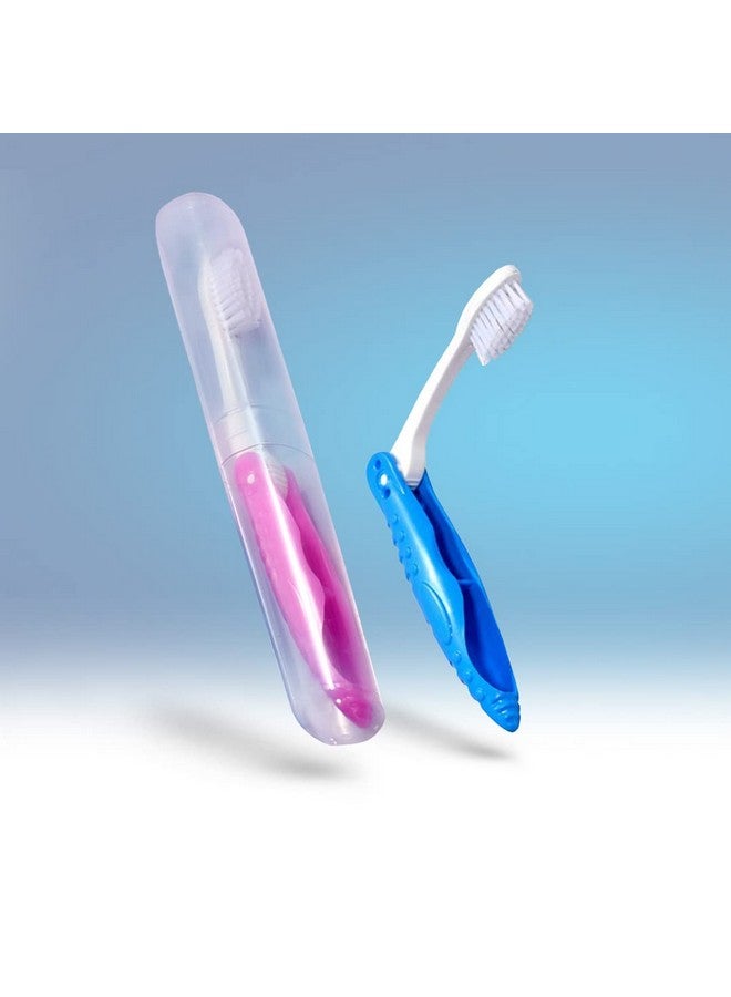 Dr. Flex Travel Foldable Manual Toothbrush Pack Of 2 With Dupont Filaments For Adult & Juniors In Free Anti Bacterial Cover Container, Oral Hygiene Care, Soft Bristle, Travel Use, Multicolour - Image 5