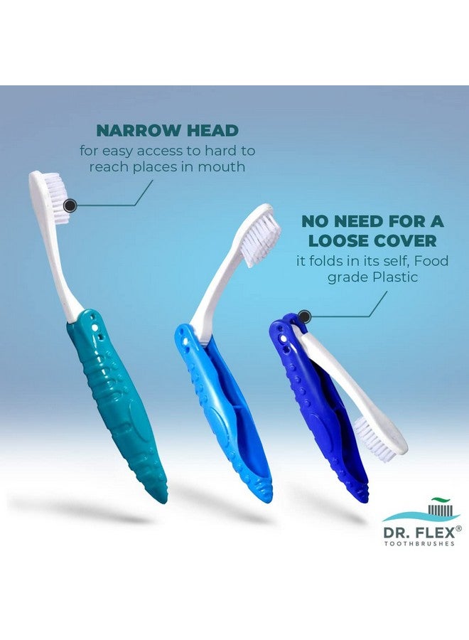 Dr. Flex Travel Foldable Manual Toothbrush Pack Of 2 With Dupont Filaments For Adult & Juniors In Free Anti Bacterial Cover Container, Oral Hygiene Care, Soft Bristle, Travel Use, Multicolour - Image 2