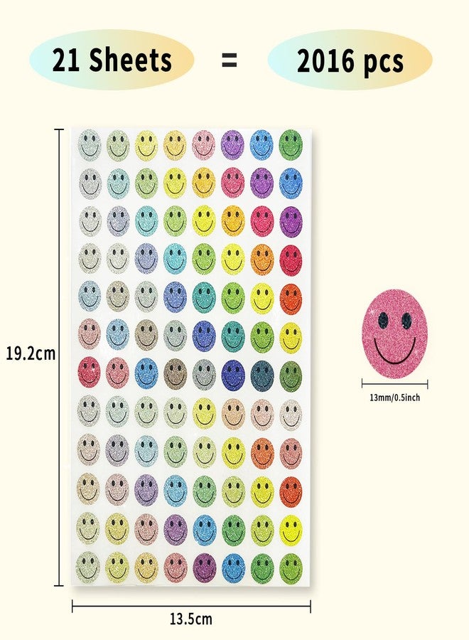Yeachlaing 0.5 Inch Shiny Happy Face Stickers Circle Dots Labels Reward Stickers Teachers Stickers (2016 PCS,Multicolored) - Image 2