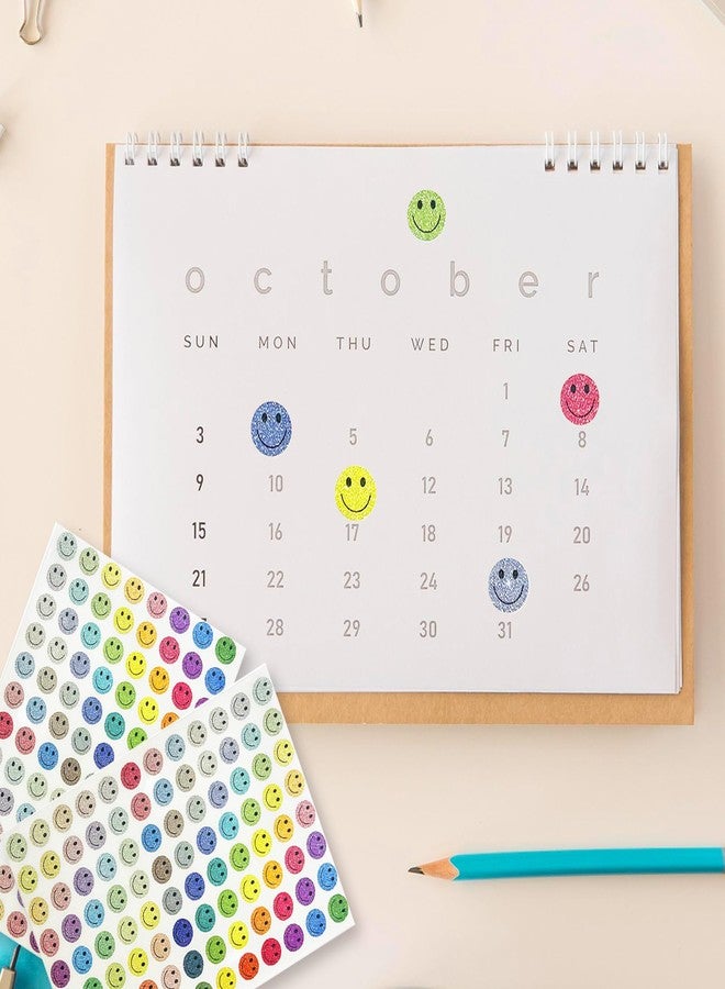 Yeachlaing 0.5 Inch Shiny Happy Face Stickers Circle Dots Labels Reward Stickers Teachers Stickers (2016 PCS,Multicolored) - Image 3