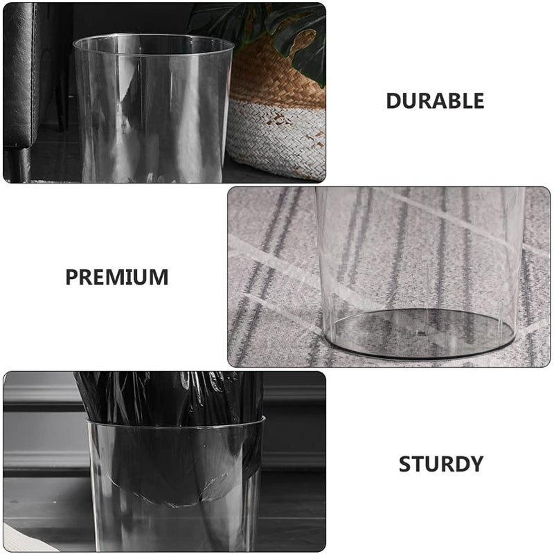 woobles Desktop Waste Basket Waste Basket Modern Trash Can Plastic Garbage Can Round Wastebasket Trash Bin Waste Container for Home Kitchen Bathroom Office Clear Wastepaper Basket - Image 5