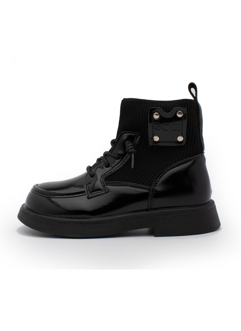 Lucky Kids Lucky Kids Unisex Synthetic Leather Winter Ankle Boots With Classic Lace Up & Side Zipper For Little Kids  - Image 3