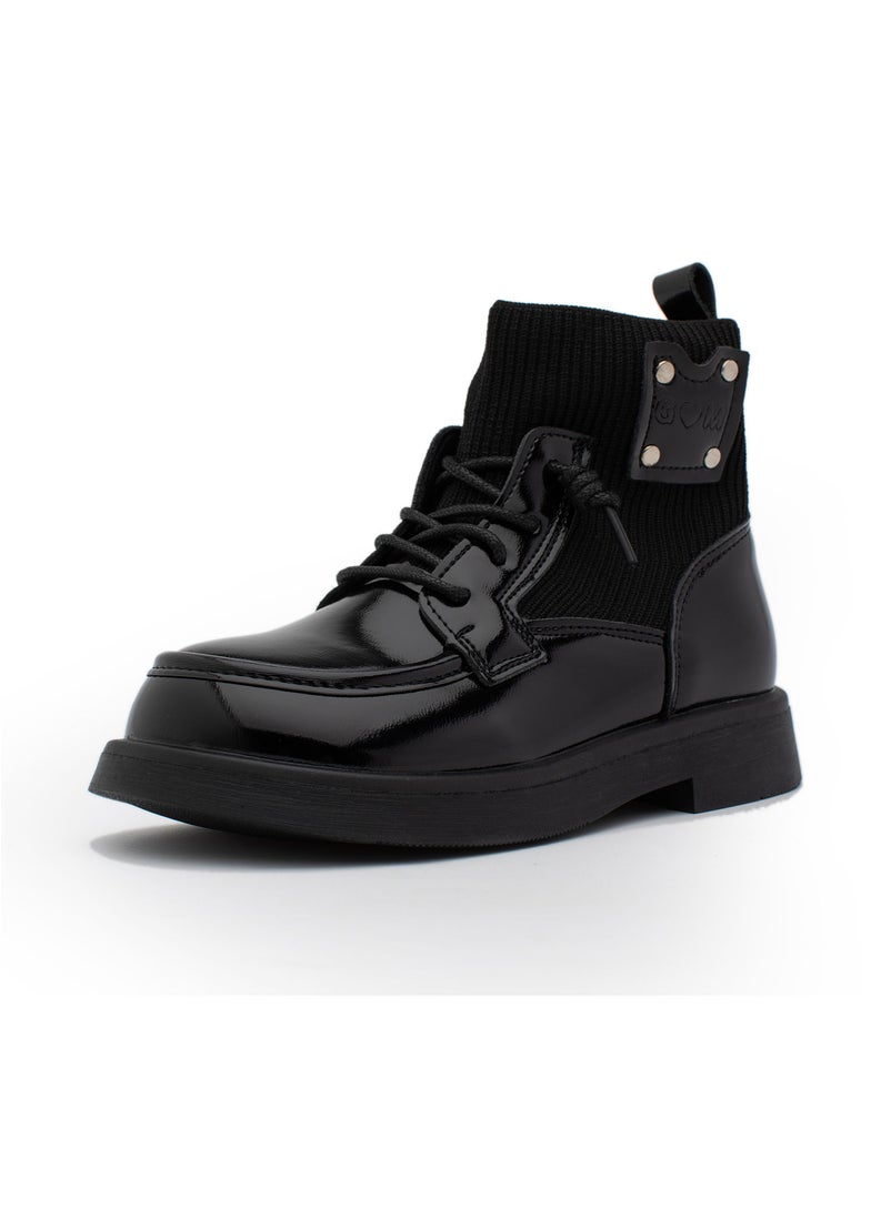 Lucky Kids Lucky Kids Unisex Synthetic Leather Winter Ankle Boots With Classic Lace Up & Side Zipper For Little Kids  - Image 2