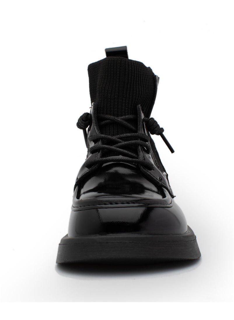Lucky Kids Lucky Kids Unisex Synthetic Leather Winter Ankle Boots With Classic Lace Up & Side Zipper For Little Kids  - Image 4