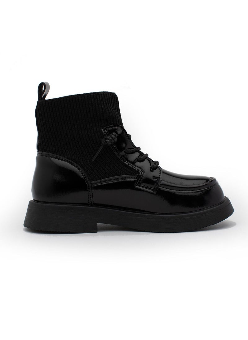 Lucky Kids Lucky Kids Unisex Synthetic Leather Winter Ankle Boots With Classic Lace Up & Side Zipper For Little Kids  - Image 1