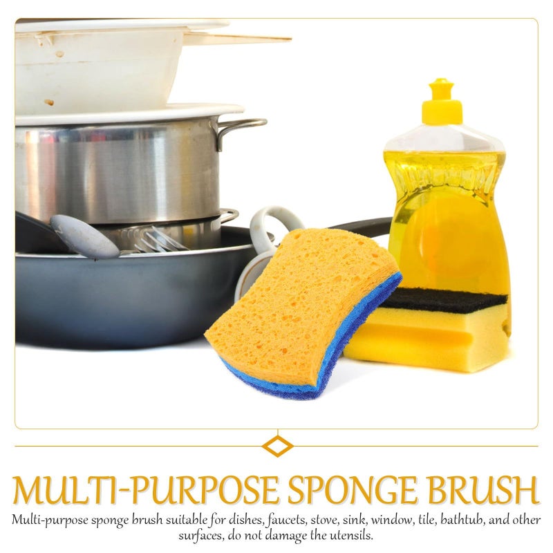 6 Pack Wood Fiber Dish Sponges Ergonomic Waist Shape Reusable Kitchen Scrubber - Image 4