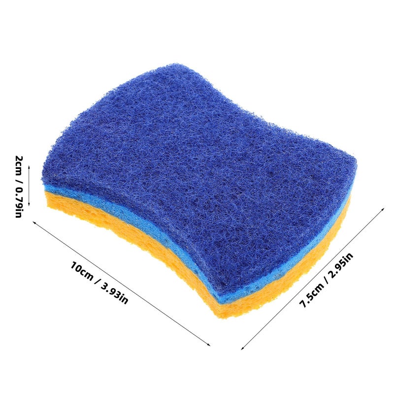 6 Pack Wood Fiber Dish Sponges Ergonomic Waist Shape Reusable Kitchen Scrubber - Image 3