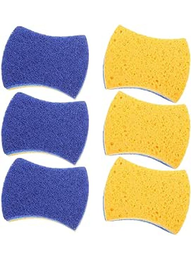 6 Pack Wood Fiber Dish Sponges Ergonomic Waist Shape Reusable Kitchen Scrubber - Image 1
