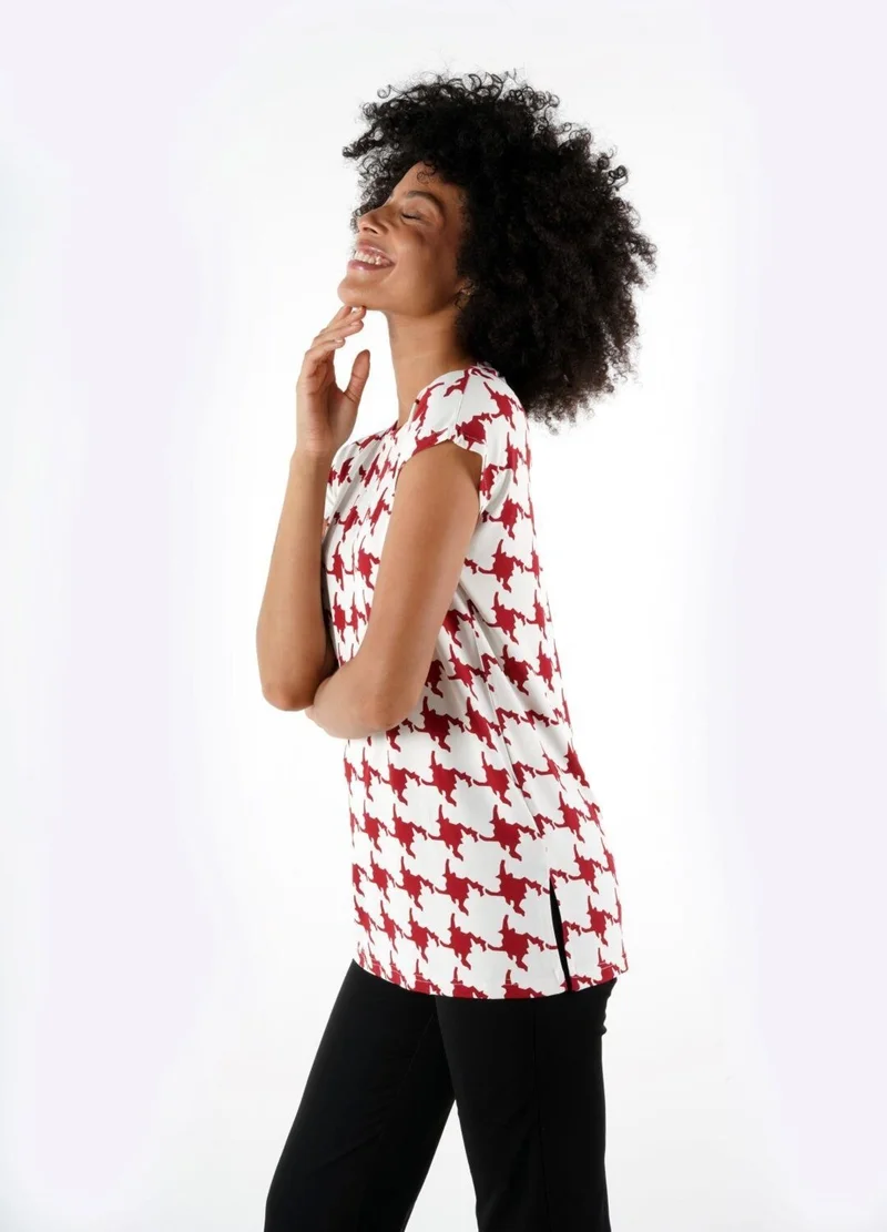 Alexander Gardi Slit Patterned Blouse (B24-1659)
