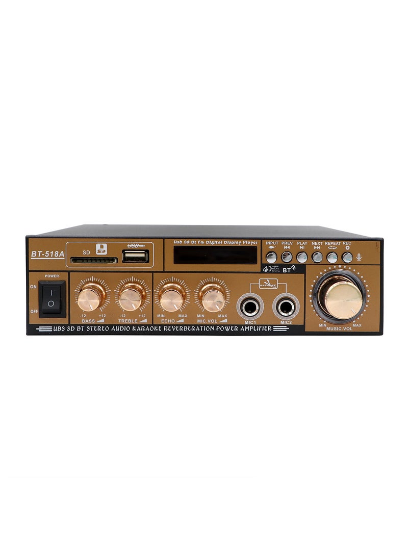 Stereo Audio Karaoke Reverberation Power Amplifier, Gold/Black - Image 1