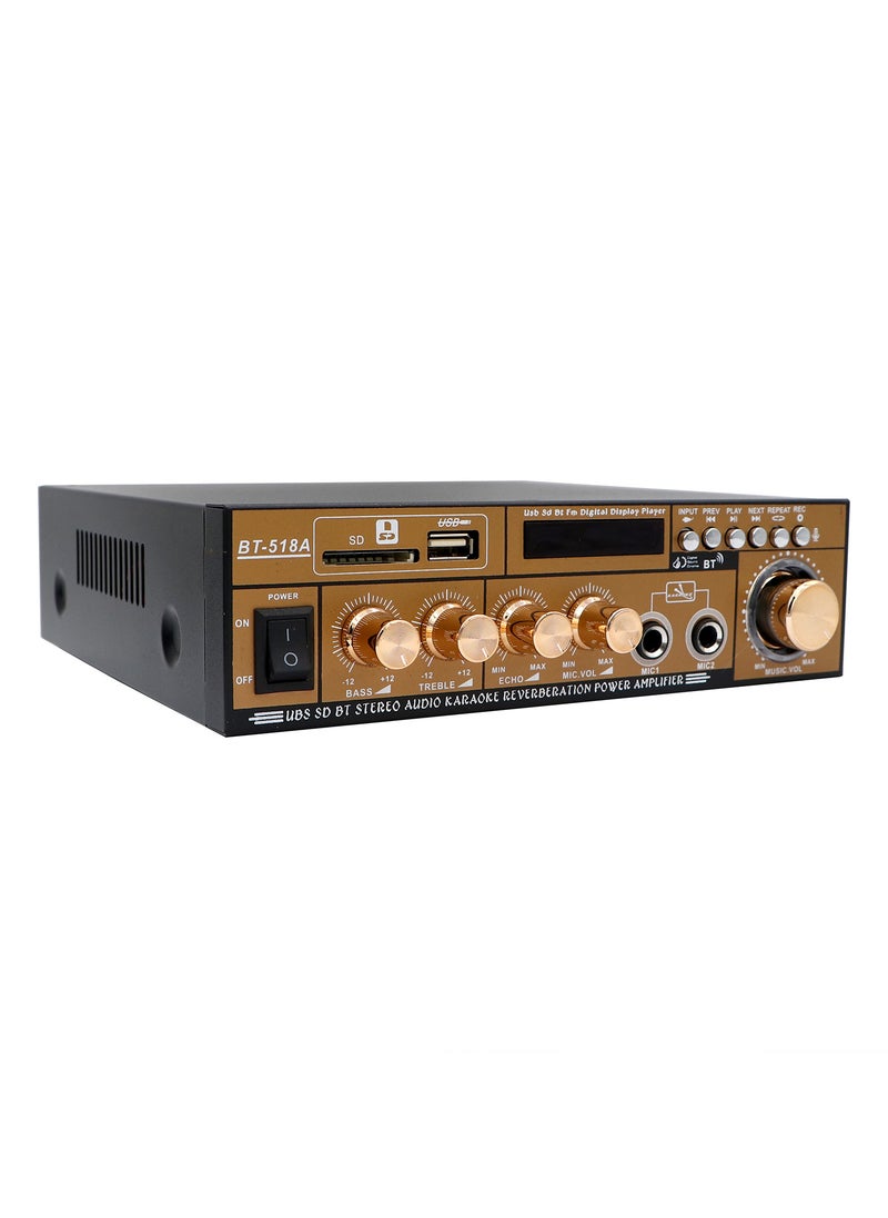 Stereo Audio Karaoke Reverberation Power Amplifier, Gold/Black - Image 2