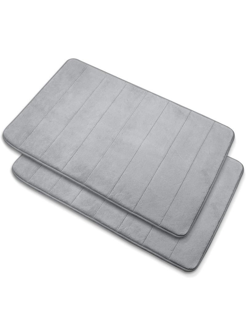 Memory Foam Bath Mat Set, 19.67" x 31.48", Non-Slip, Machine Washable, Grey, 2-Piece - Image 1