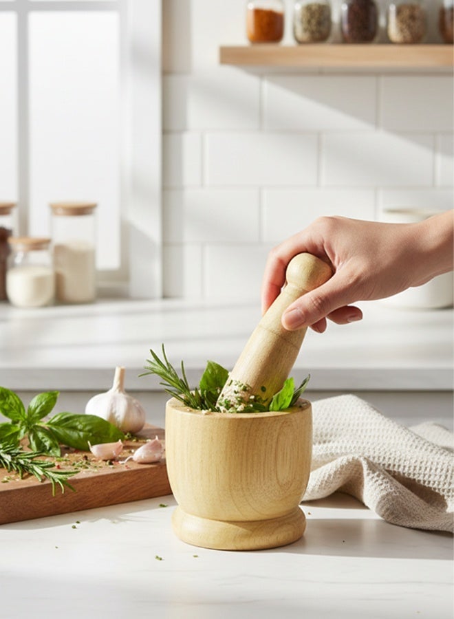 Timmy Wooden Mortar Large - Solid Natural Wood Grinder with Deep Bowl Design for Efficient Spice Crushing and Traditional Food Preparation, Durable Construction, Easy to Clean and Use at Home - Image 2