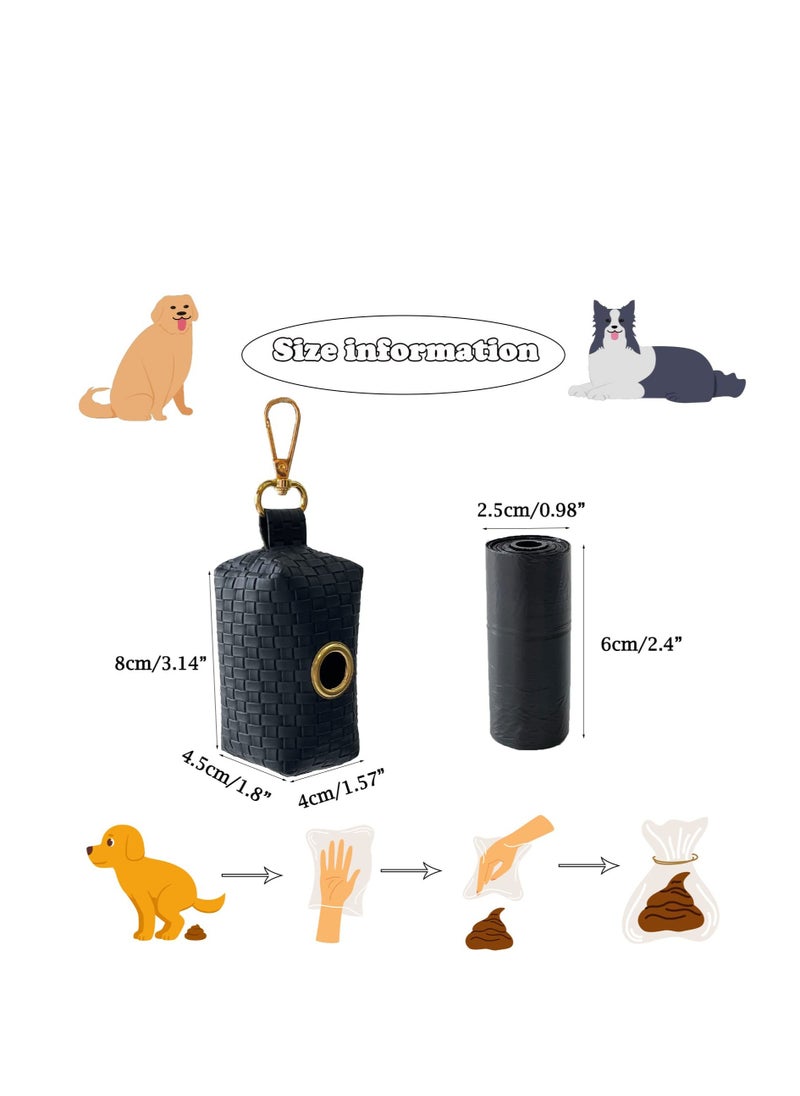 Excefore - Leather Dog Bag Holder, Dog Bag Holder, Portable Pet Waste Bag, Bag Container Waste Bag Holder Leash Attachment, Fits Any Dog Leash, with 2 Rolls of Bags (Random Color) - Image 1