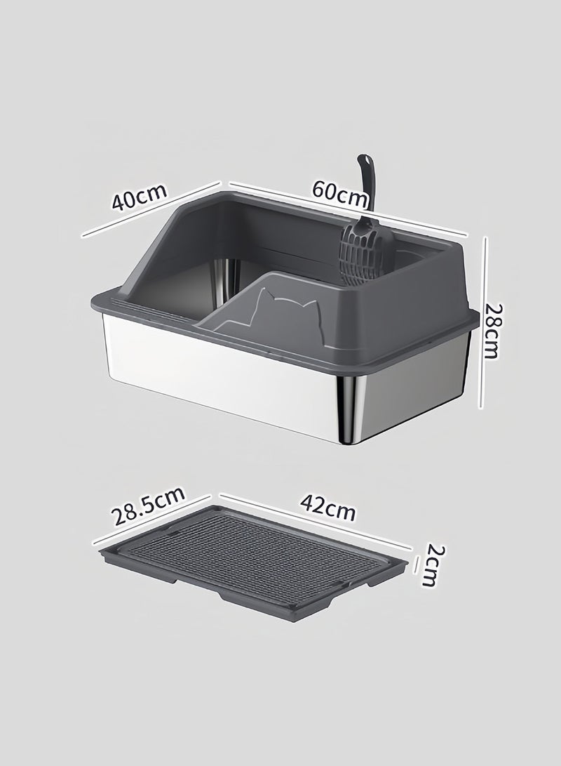 Kidle Stainless Steel Cat Litter Box Cat Litter Tray for Multiple Cats Anti Splashing and Easy Clean  - Image 4