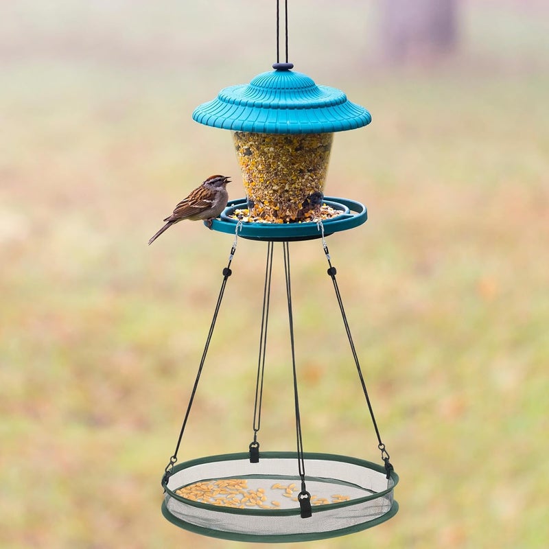 FoldTier 2 Pieces Universal Wild Bird Seed Catcher Hanging Seed Hoop Platform Bird Feeder Bird Feeder Tray for Hummingbird Feeders Bee Feeder Outdoor Garden Birdseed Accessories (16 Inch) - Image 4