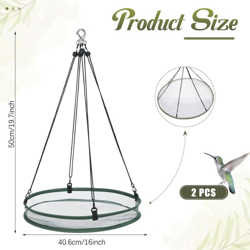 FoldTier 2 Pieces Universal Wild Bird Seed Catcher Hanging Seed Hoop Platform Bird Feeder Bird Feeder Tray for Hummingbird Feeders Bee Feeder Outdoor Garden Birdseed Accessories (16 Inch) - Image 2