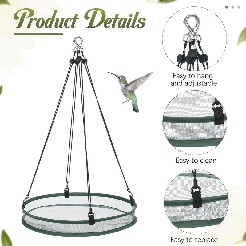 FoldTier 2 Pieces Universal Wild Bird Seed Catcher Hanging Seed Hoop Platform Bird Feeder Bird Feeder Tray for Hummingbird Feeders Bee Feeder Outdoor Garden Birdseed Accessories (16 Inch) - Image 3