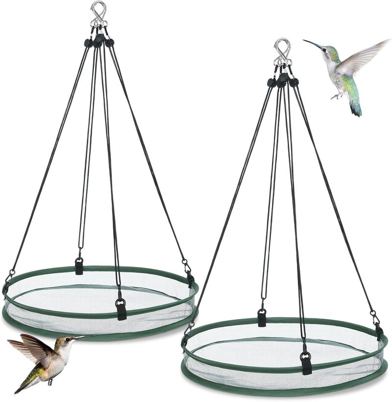 FoldTier 2 Pieces Universal Wild Bird Seed Catcher Hanging Seed Hoop Platform Bird Feeder Bird Feeder Tray for Hummingbird Feeders Bee Feeder Outdoor Garden Birdseed Accessories (16 Inch) - Image 1