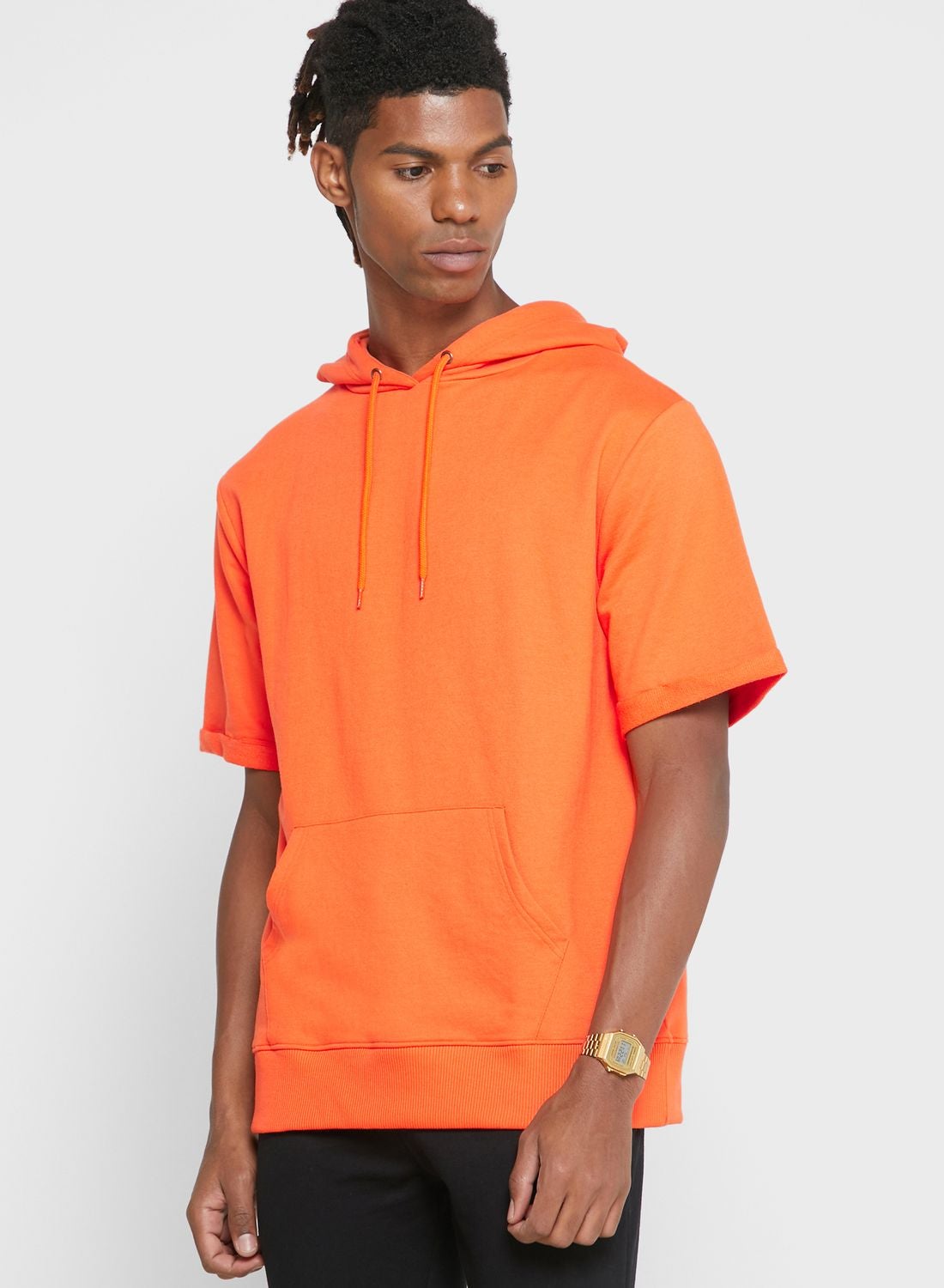 Buy Seventy Five Orange Short Sleeve Hoodie for Men in Bahrain