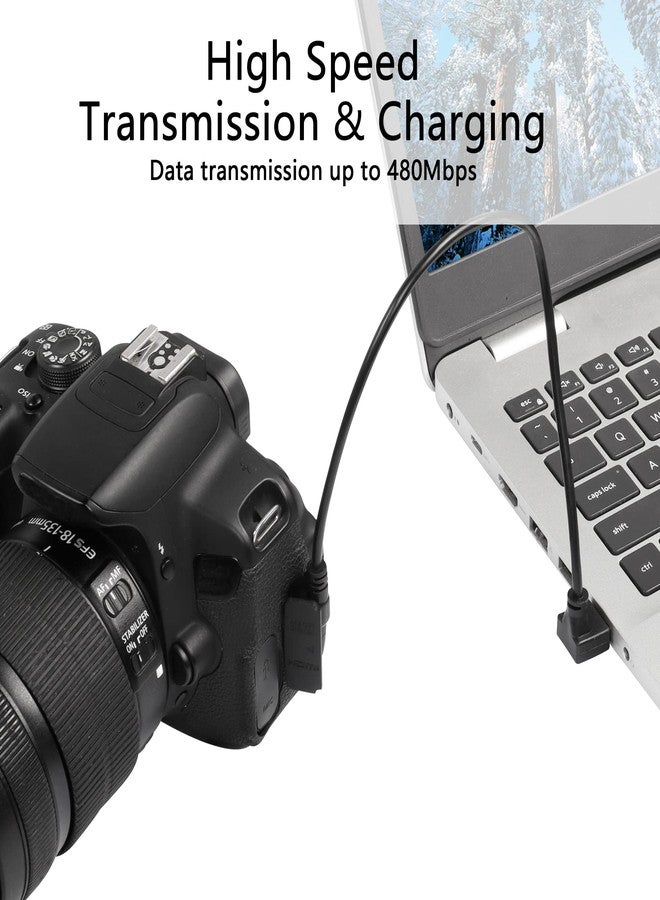 CERRXIAN 90 Degree Mini USB Short Cable, 1ft Up Angle USB 2.0 Type A to Left & Right Angle Mini B 5 Pin Charging Cable for Ti-84 Plus, GoPro, MP3 Player, Digital Camera, GPS Receiver, Dash Cam(RL) - Image 4