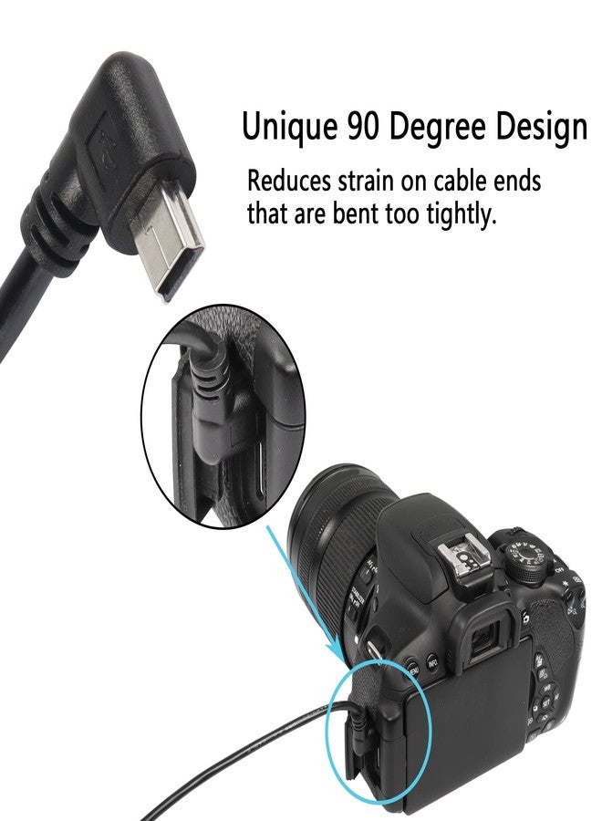 CERRXIAN 90 Degree Mini USB Short Cable, 1ft Up Angle USB 2.0 Type A to Left & Right Angle Mini B 5 Pin Charging Cable for Ti-84 Plus, GoPro, MP3 Player, Digital Camera, GPS Receiver, Dash Cam(RL) - Image 3