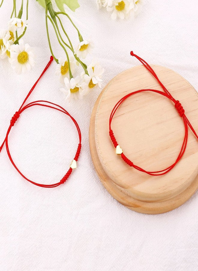 سمر لوف مجموعة أساور قلب متطابقة للأم وابنتها من خيوط حمراء، هدية للأم، سوار أحمر للحماية (ذهبي) - Image 5