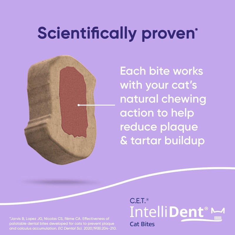 Virbac C.E.T. IntelliDent Cat Bites Dental Care Cat Treats for Healthy Teeth and Gums Fresh Breath Chicken Flavor 90 per Bag - Image 3