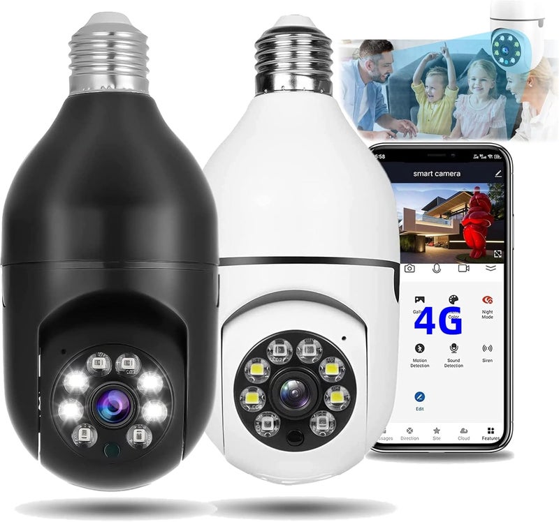 comfrt Wireless WiFi Light Bulb Camera Security Camera, 2Pack - 1080P WiFi Camera 2.4Ghz 360 Degree Outdoor Panoramic Bulb Camera, Light Bulb Camera with Night Vision 2-Way Audio, Motion Detection Alarm - Image 1